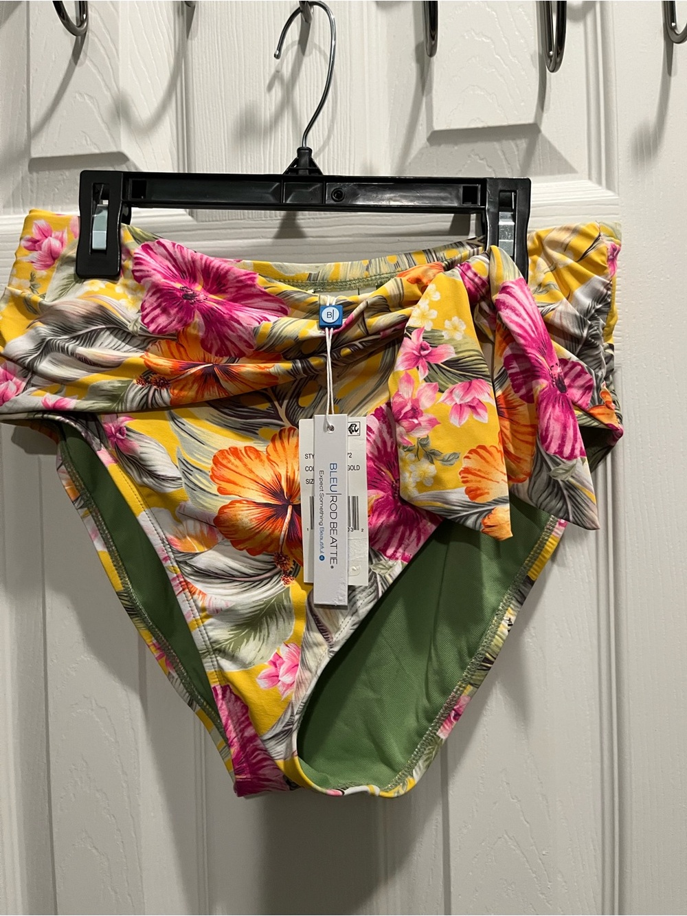 Bleu Rod Beattie Yellow Floral High-Waist Swim Bottoms